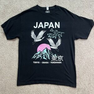 Lost Gods Black Japan Tokio Osaka red-crowned cranes Tancho Short Sleeves Tee M